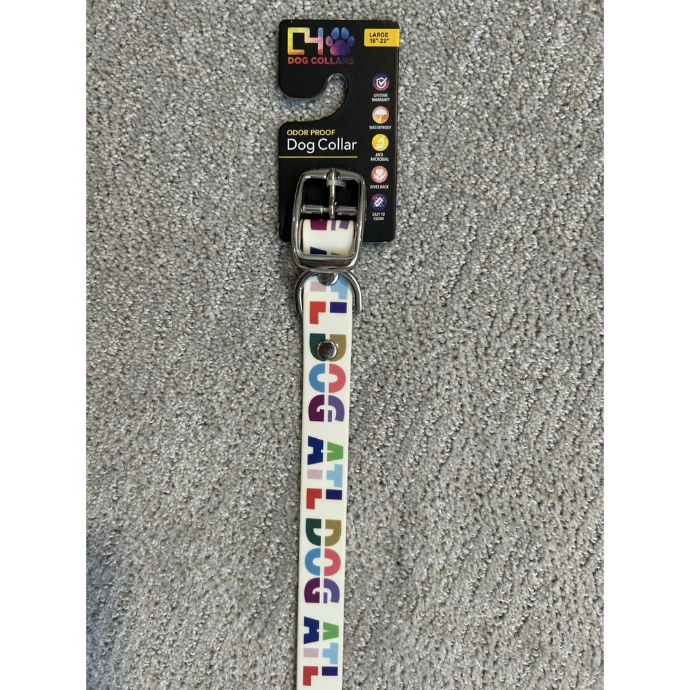 NEW C4 PREMIUM DOG COLLAR ODOR WATER‎ PROOF ANTIMICROBIAL Large 18-22" ATL DOG